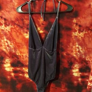 Deep Navy Blue Velvet Bodysuit